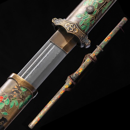 High-performance Chinese Straight Sword 1000 Layer Folded Steel Tang Dynasty With Copper Scabbard