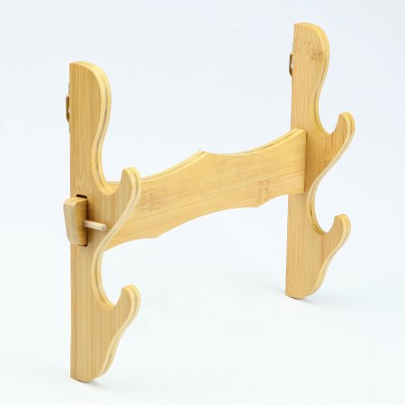 Handmade Natural Bamboo Wooden Double Tier Katana Sword Stand Holder Display Rack Stand Wall Mount