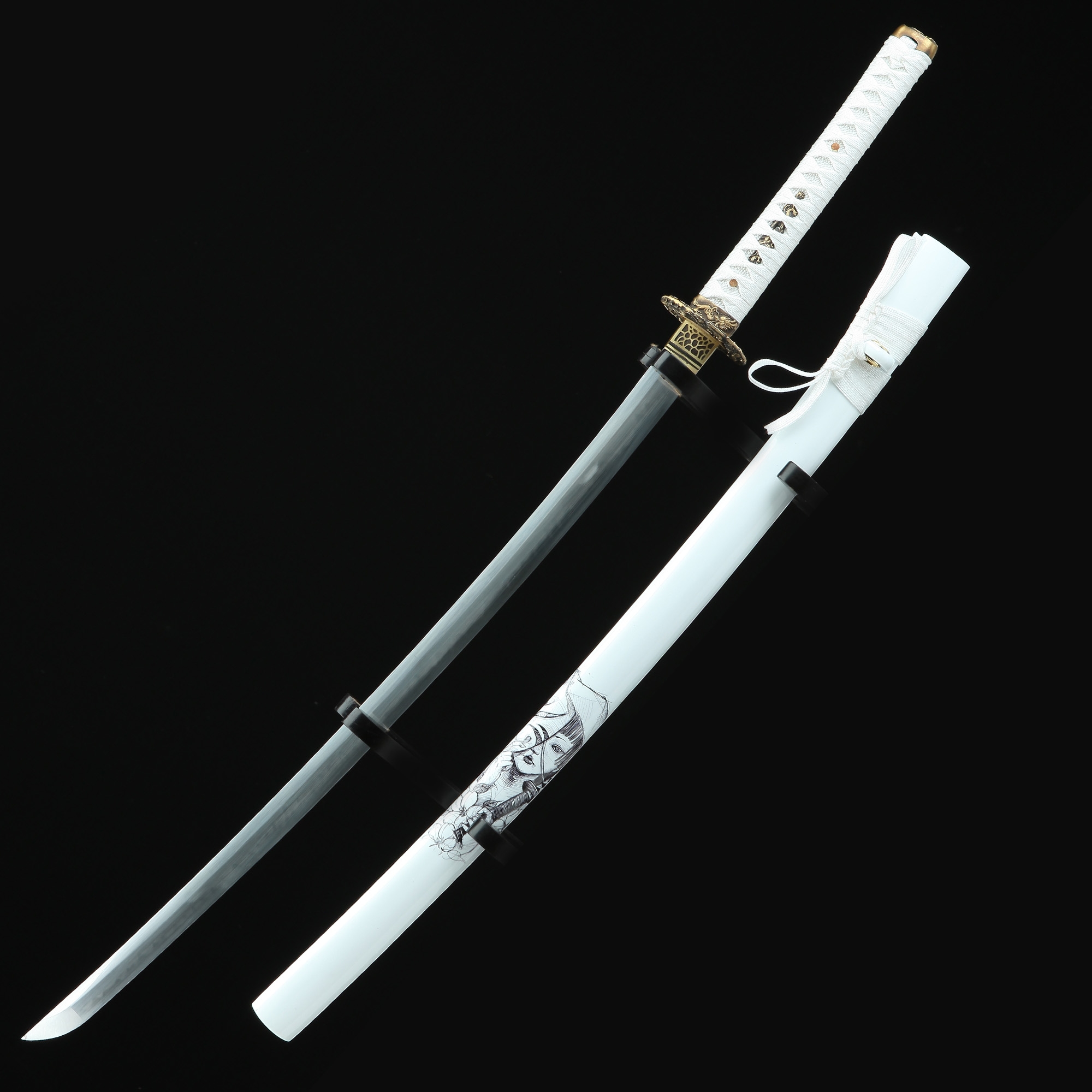 Handmade T10 Carbon Steel Authentic Hamon Japanese Katana Sword With ...