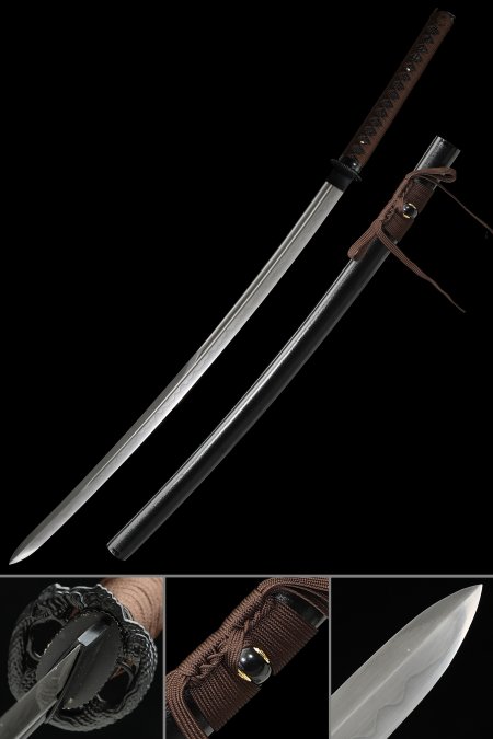 Handcrafted T10 Carbon Steel Japanese Samurai Sword With Black Saya