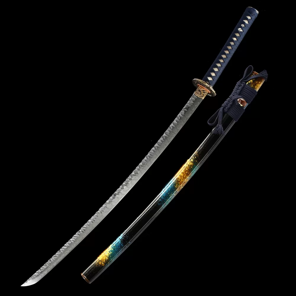 Samurai Sword | Wave Tsuba T10 Carbon Steel Katana, Real Hamon