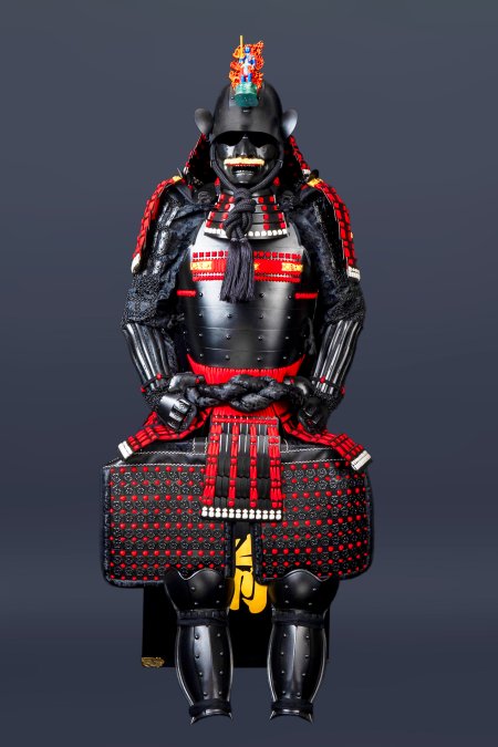 Handmade Black And Red Japanese Samurai Armor, Life Size Yoroi