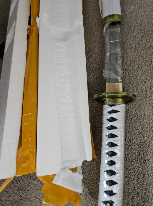 Roronoa Zoro Wado Ichimonji - One Piece Katana Replica, 1045 Carbon Steel, White Lacquer Saya