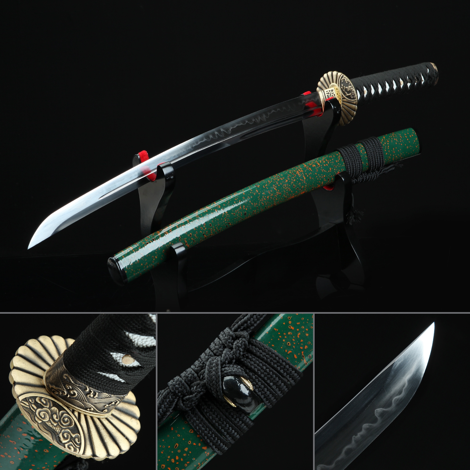 High-performance T10 Carbon Steel Real Hamon Japanese Wakizashi Sword ...