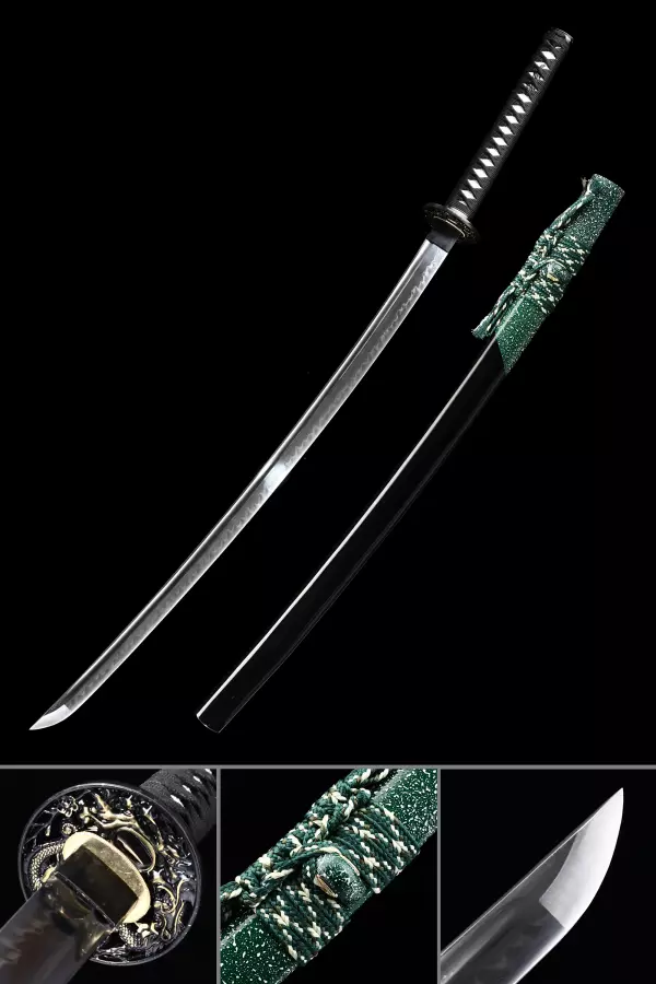 Handmade Japanese Katana Sword Damascus Steel With Black Scabbard