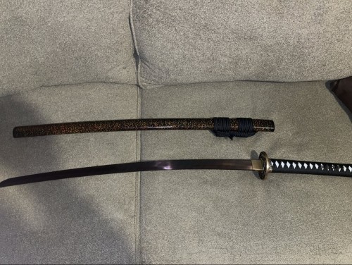Purple Katana, Handmade Japanese Katana Sword Damascus Steel With Purple Blade And Dragon Tsuba