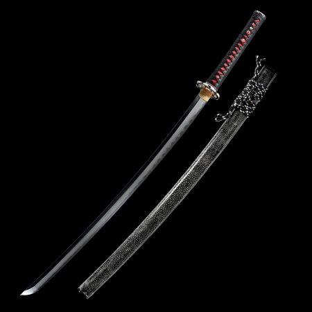 High-performance Japanese Katana Sword Damascus Steel With Black Rayskin Saya