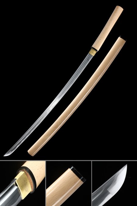 Handmade 1065 Carbon Steel Shirasaya Katana With Full Tang Blade