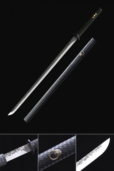 Handmade High Manganese Steel Black Saya Full Tang Real Japanese Ninjato Ninja Swords