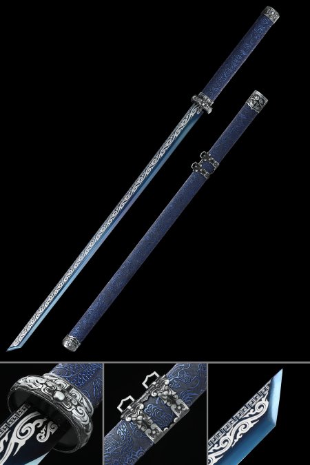 Handcrafted Full Tang Japanese Ninja Sword With Blue 1060 Carbon Steel Blade