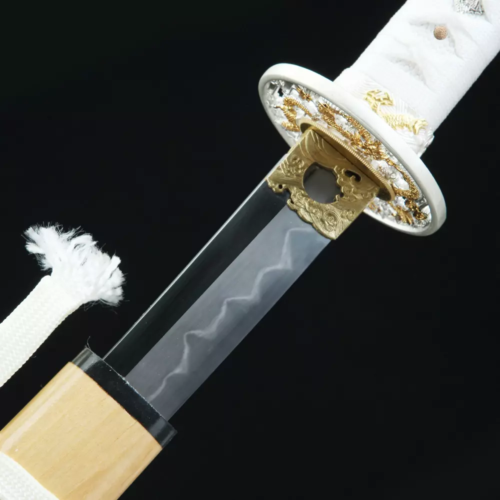 T10 Katana | T10 Carbon Steel Katana with Dragon Tsuba - Natural