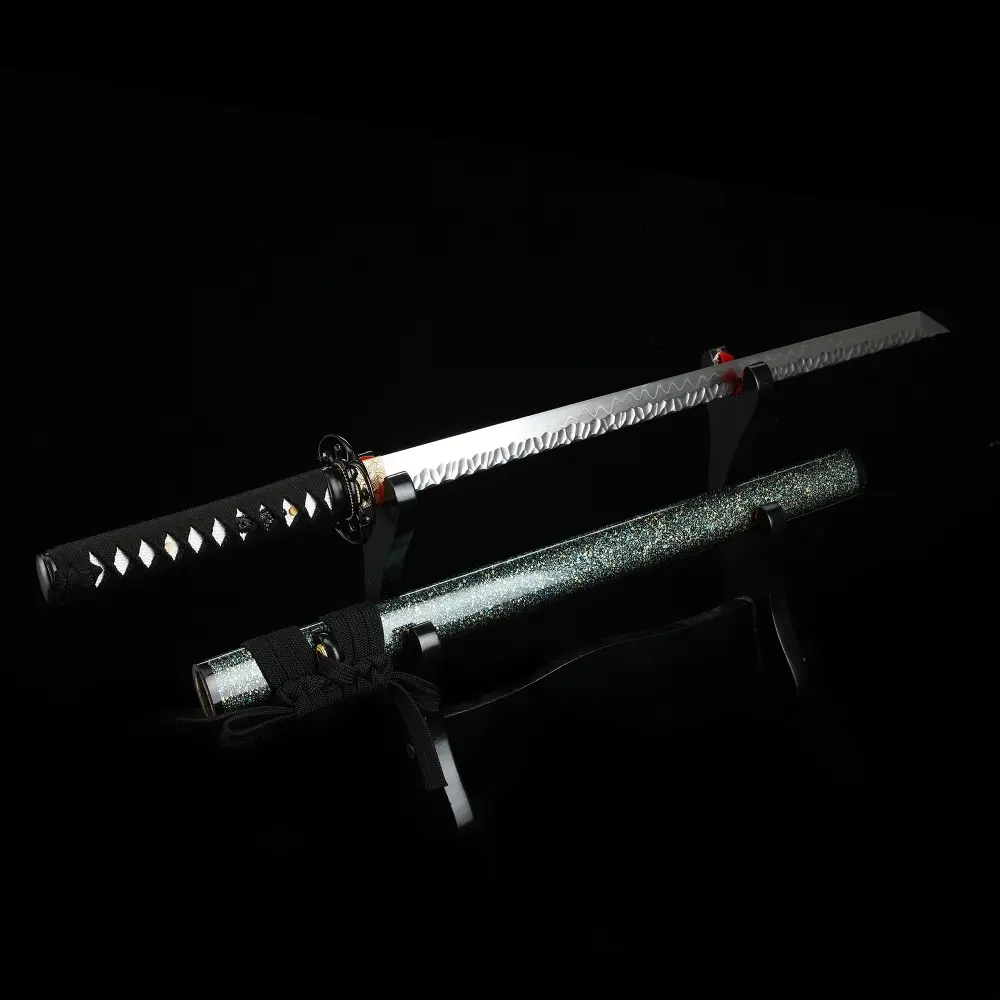 新品未開封TAMIJIRO Full set TS63 NATOブラック Ninja Sword | T10 Carbon Steel Ninja Sword with Glitter Teal Saya