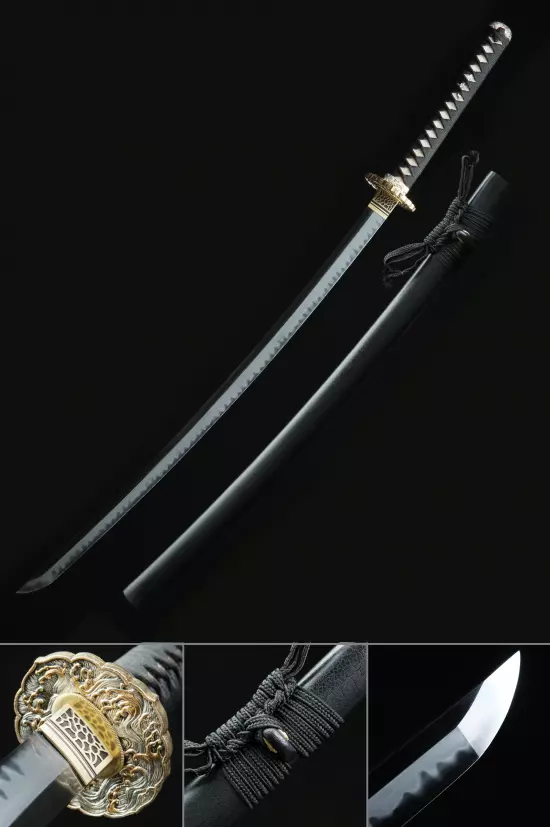 Handmade Japanese Katana Sword T10 Folded Clay Tempered Steel Real Hamon