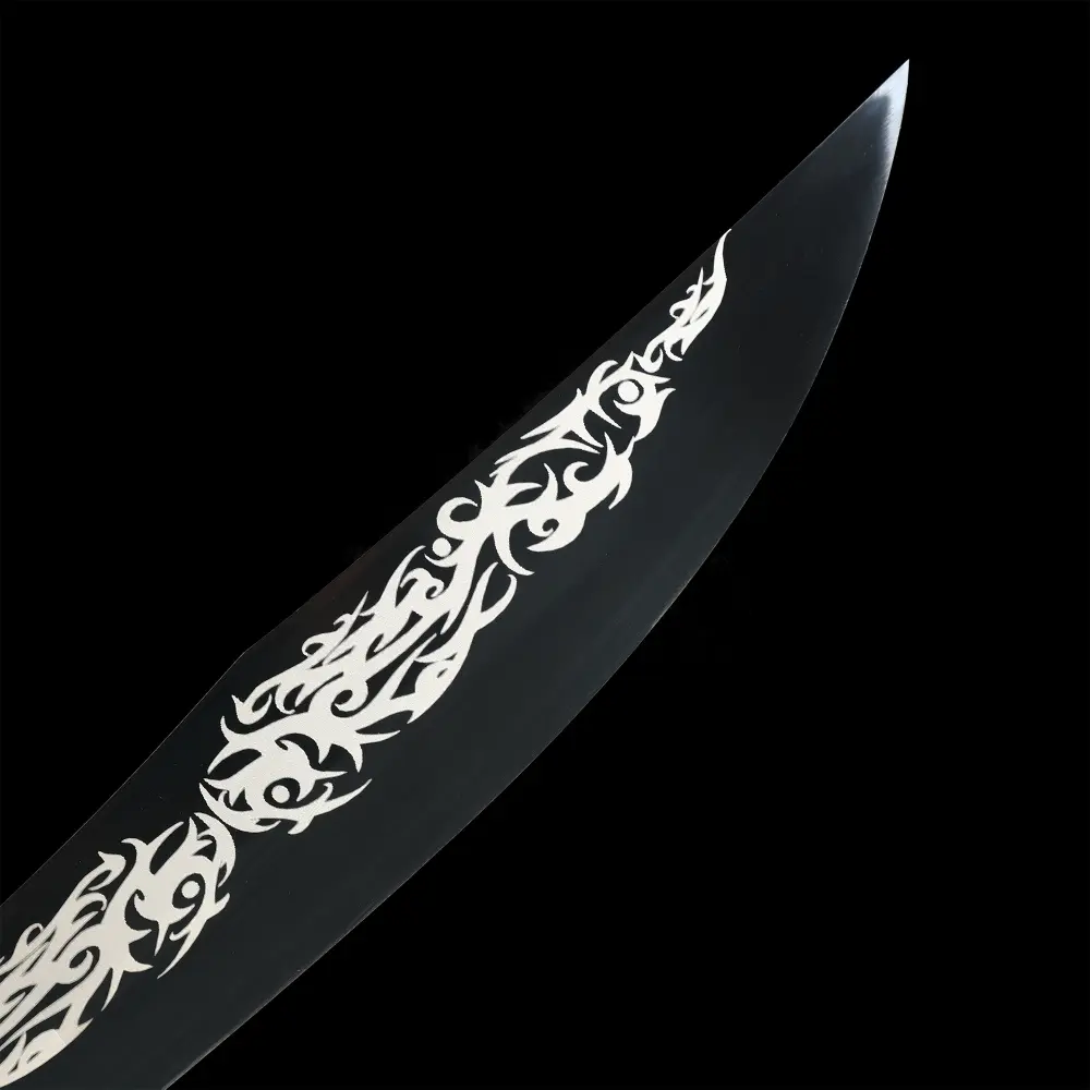 Handmade 1060 Carbon Steel Fantasy Sword With Black Pu Leather