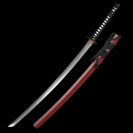 Handmade Full Tang Katana Sword Damascus Steel With Dark Red Scabbard