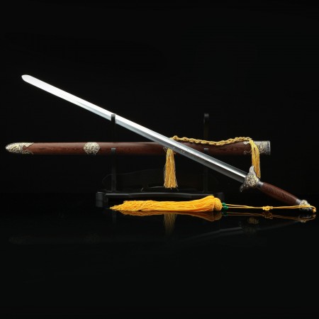Chinese Tai Chi Sword, Handmade Chinese Straight Sword Stainless Steel With Chinese Totem Scabbard
