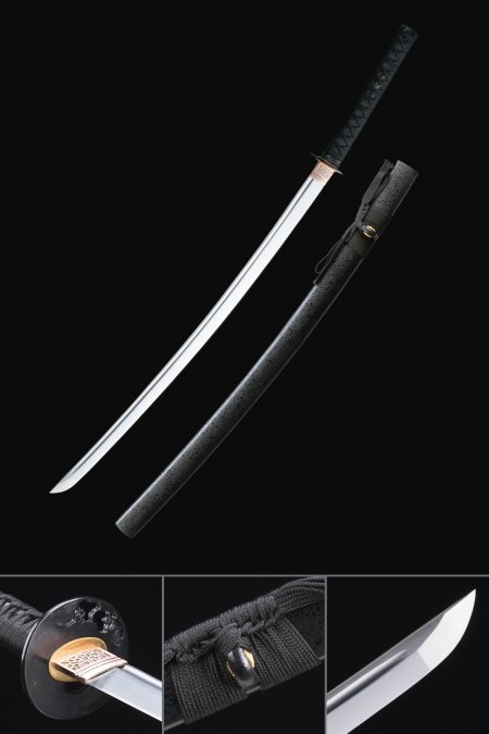 Épée De Samouraï Nihonto Japonaise Tranchante Faite à La Main Avec Fourreau Noir