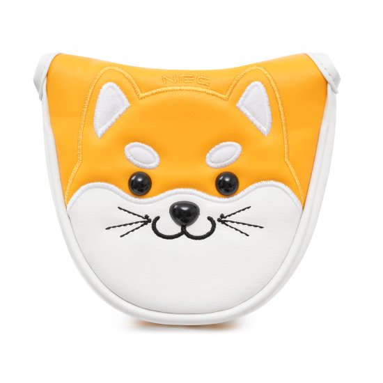 Akita Dog Semi-circle Mallet Putter Cover With Magnetic Closure - Yellow