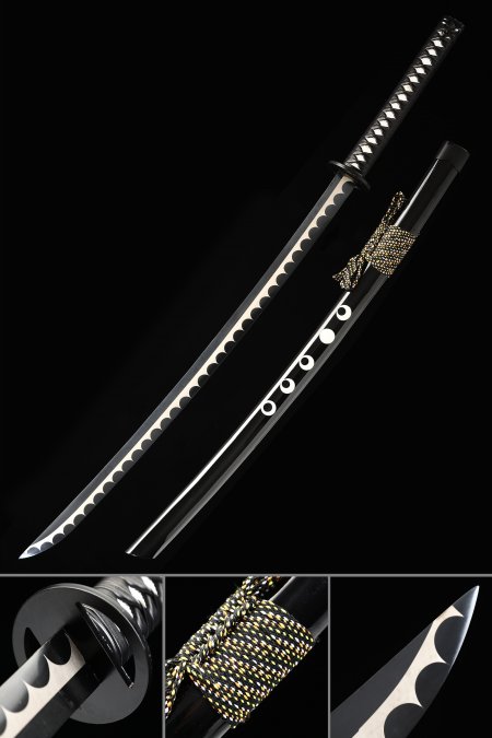 Handmade Japanese Nihonto Katana Sword Full Tang With Black Scabbard