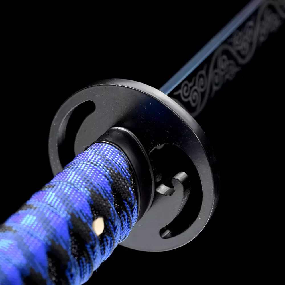 Damascus Katana Handmade Wolf Sword - Blue Carbon Steel Chinese Tang ...