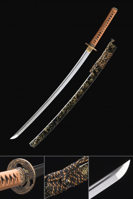 Épée Katana Japonaise Faite à La Main En Acier De Damas Pleine Soie