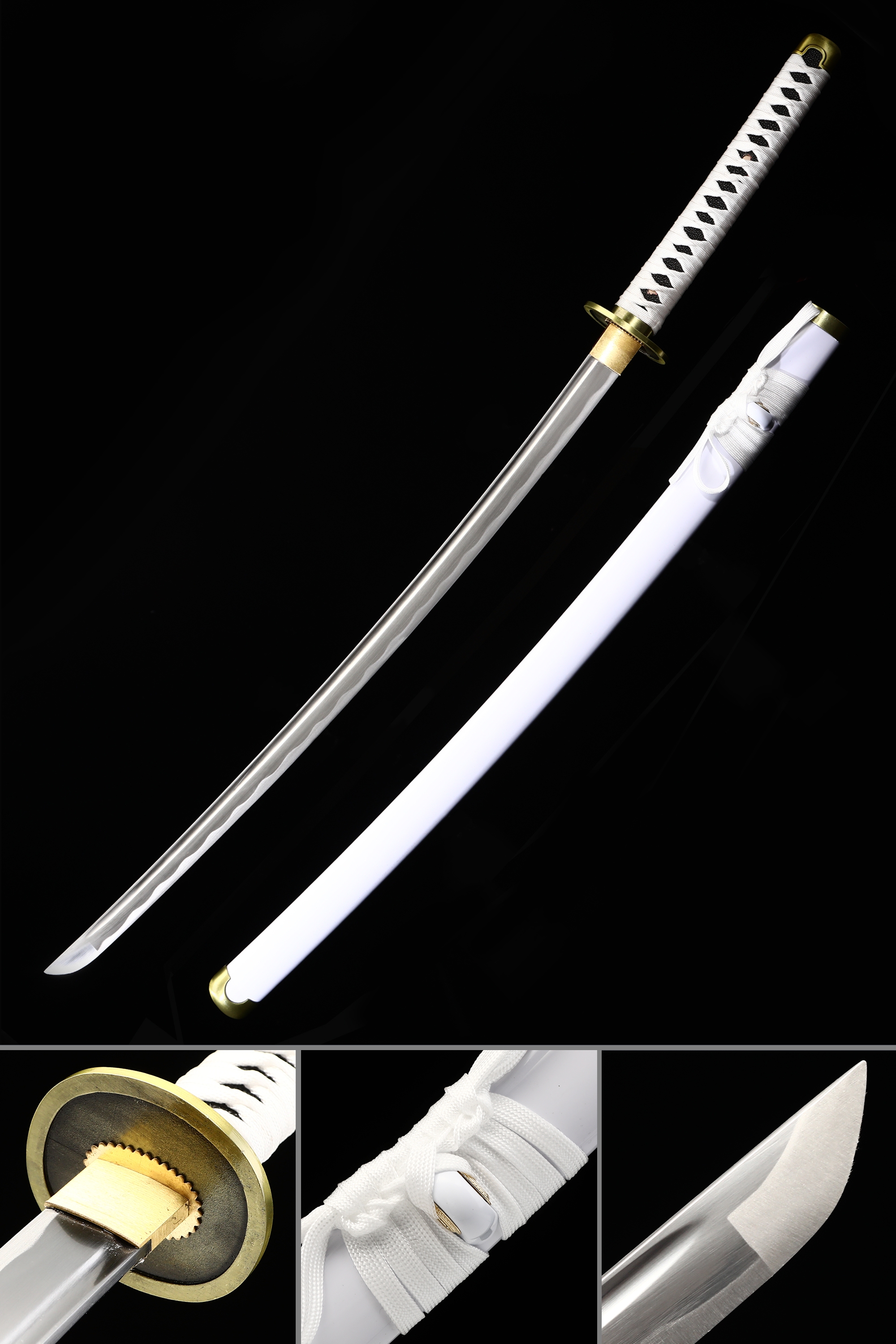 One Piece  Roronoa Zoro Wado Ichimonji Real Katana Samurai Sword Replica With White Scabbard