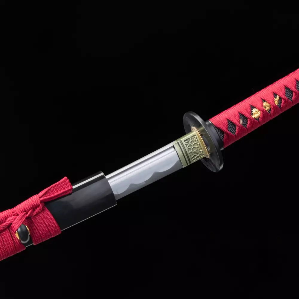 Red Handle Katana | 1060 Carbon Steel Katana with Red Ito, Black