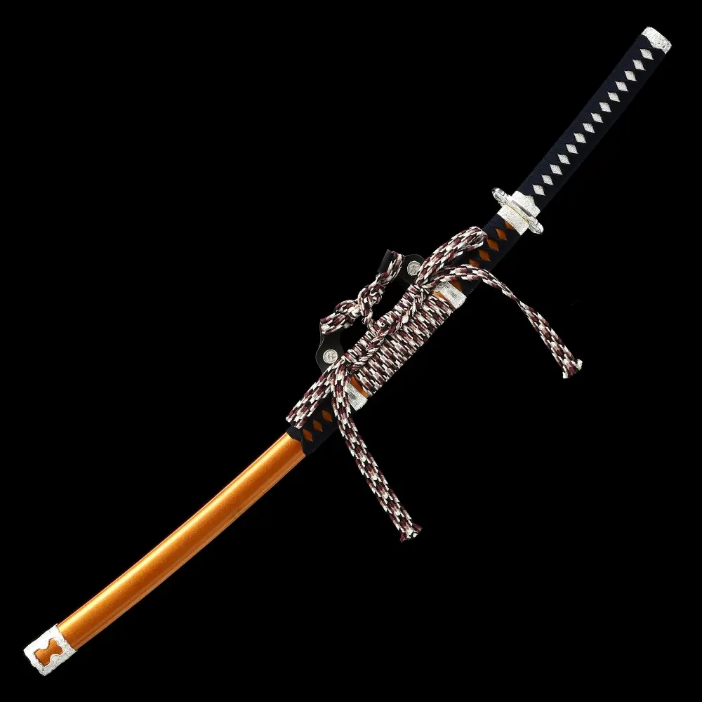1095 Carbon Steel Tachi Sword with Dragon Tsuba - Orange Lacquer