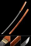 Damascus Steel Shirasaya Katana With Natural Hardwood Saya - Full Tang Collectible