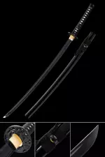 Authentique Katana Japonais en Acier Forgé 1060, Tranchant Véritable,  Détails en Or Bamboo - Katanas (11372479)