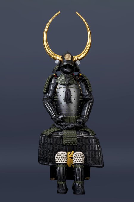 Handmade Black Sanada Nobuyuki Clan Japanese Samurai Armor, Life Size Yoroi