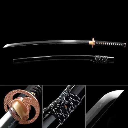 Handmade Japanese Katana Sword T10 Folded Clay Tempered Steel Real Hamon