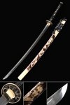 Handgefertigtes Japanisches Samurai-schwert Aus Hohem Manganstahl, Vollerl Mit Drachen Und Natürlicher Scheide