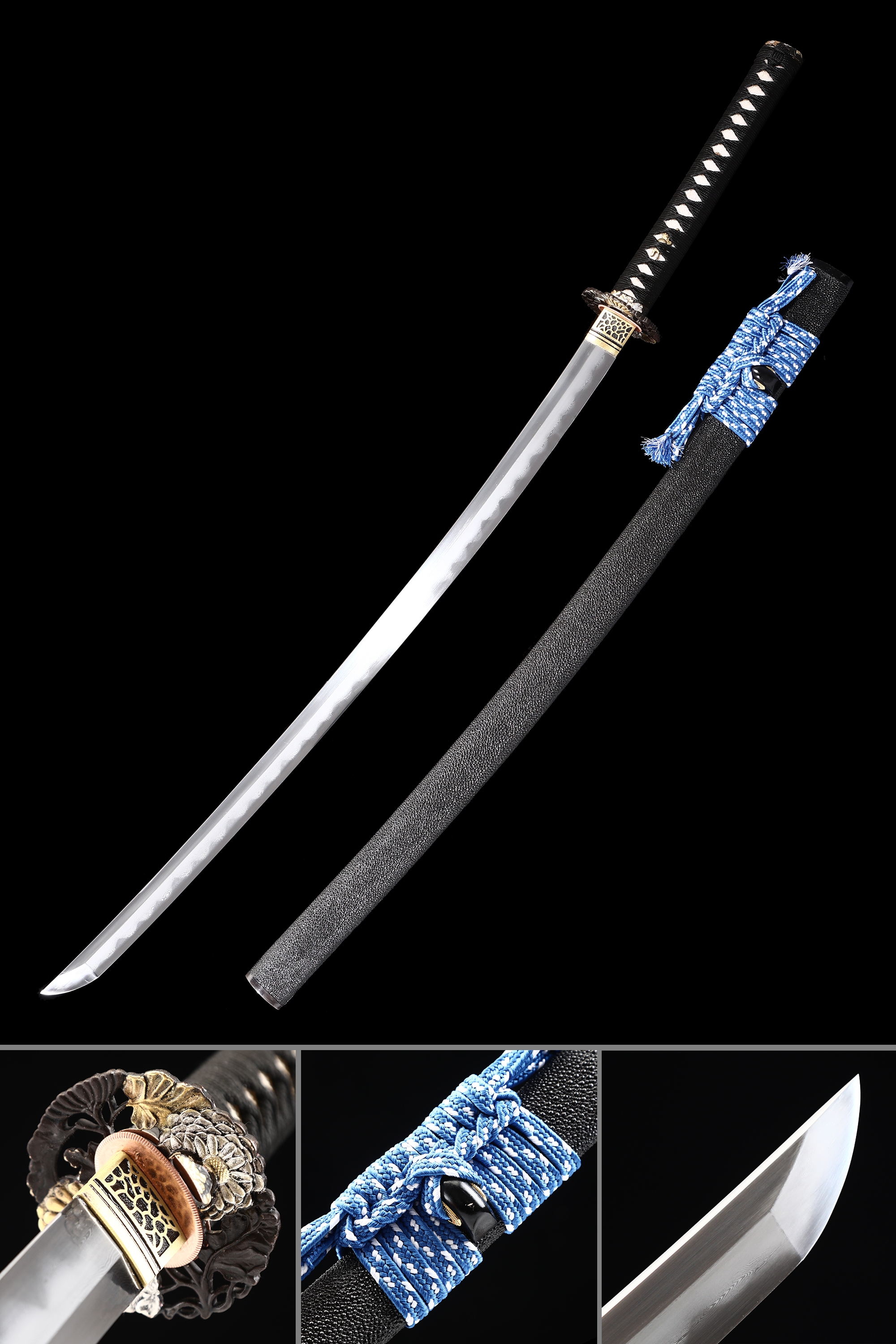 Japanese Samurai Sword Folded Pattern Steel Katana Sharp Blade Battle Ready#0152 