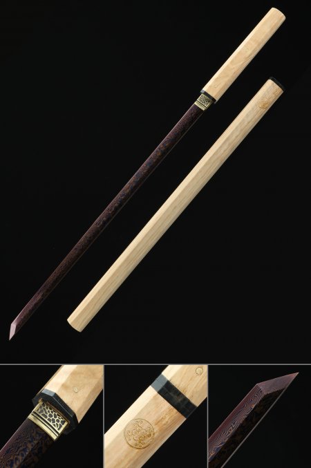 Handmade Shirasaya Ninjato Shikomizue Zatoichi Blind Fury Sword Without Tsuba