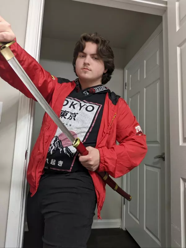 One Piece  Roronoa Zoro Sandai Kitetsu Katana Samurai Sword Replica With Red Scabbard