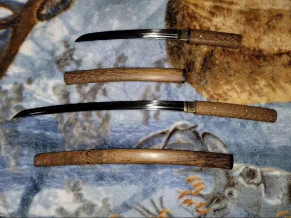 Handmade Shirasaya Wakizashi Sword T10 Carbon Steel Without Tsuba