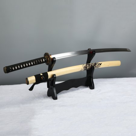 Pattern Steel Sharp-edged Blade Katana With Natural-wood Scabbard #23010