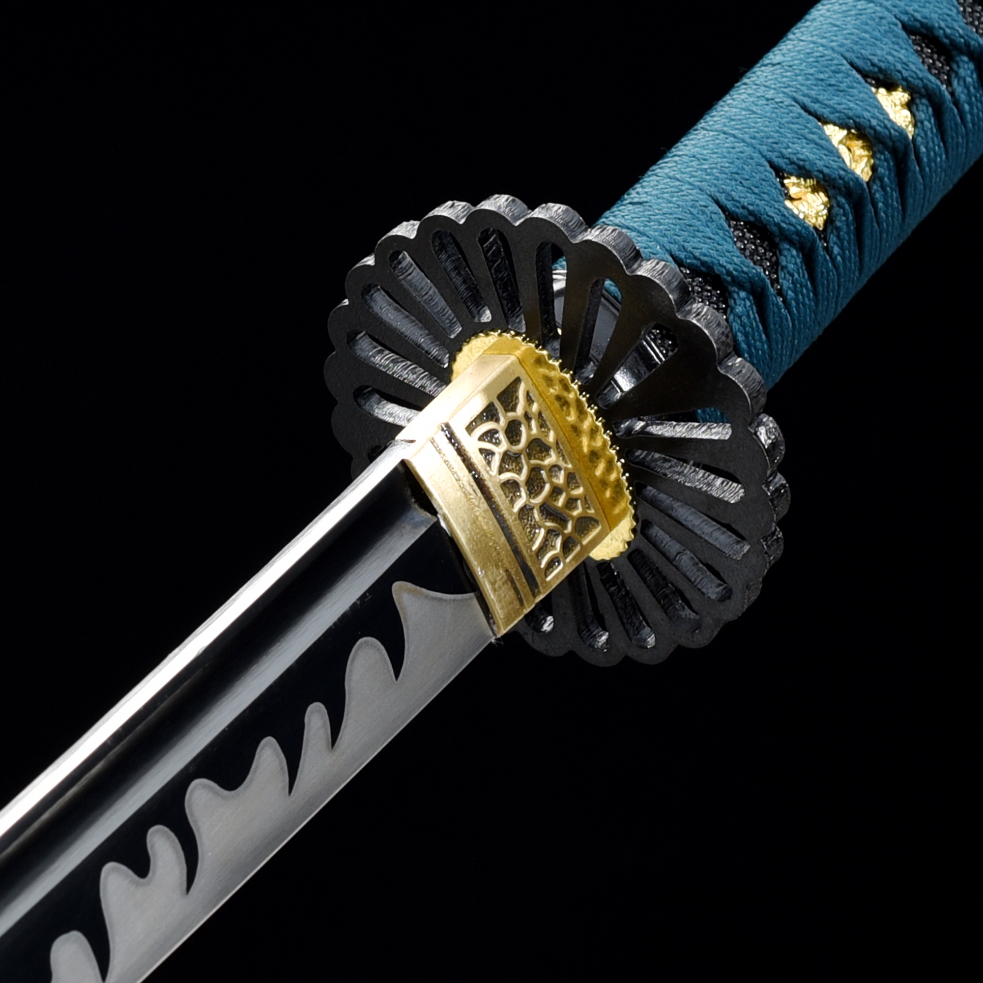 Handmade 1060 Carbon Steel Real Japanese Katana Samurai Swords With Blue Scabbard Truekatana
