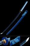 Blue Blade Katana, Handmade Blue Japanese Katana Sword With Blue Scabbard