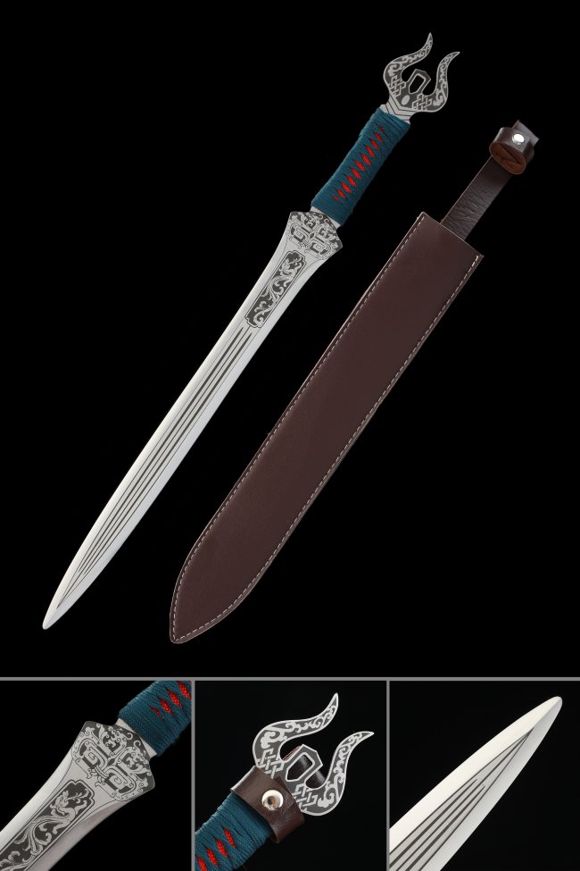 Handmade Fantasy Sword With Brown Leather Scabbard