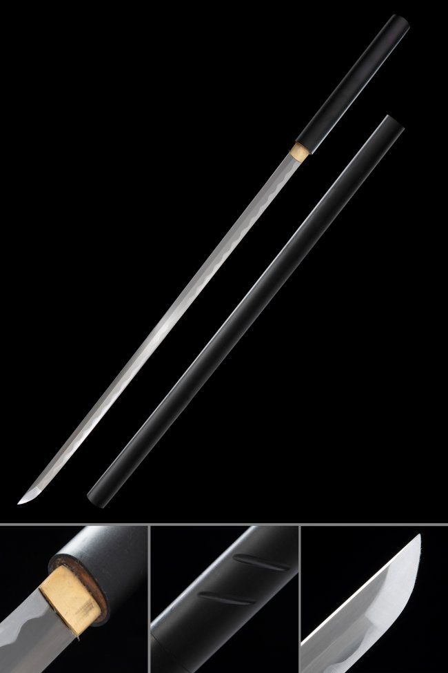 Black Saya 1060 Carbon Steel Ninjato, Black Tsuka & 38"