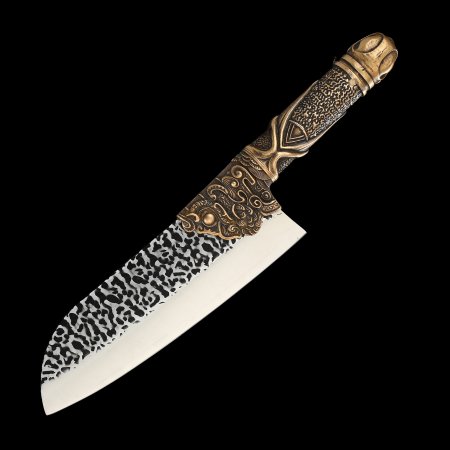 Copper Handle And Guard Kitchen Knife With Stainless Steel Blade