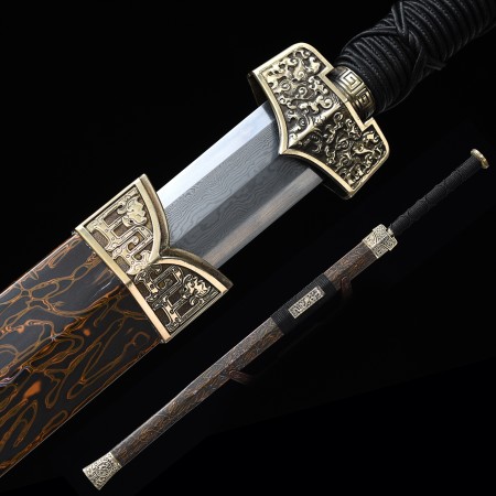 High-performance 1000 Layer Folded Steel Chinese Han Dynasty Sword With Handwood Scabbard