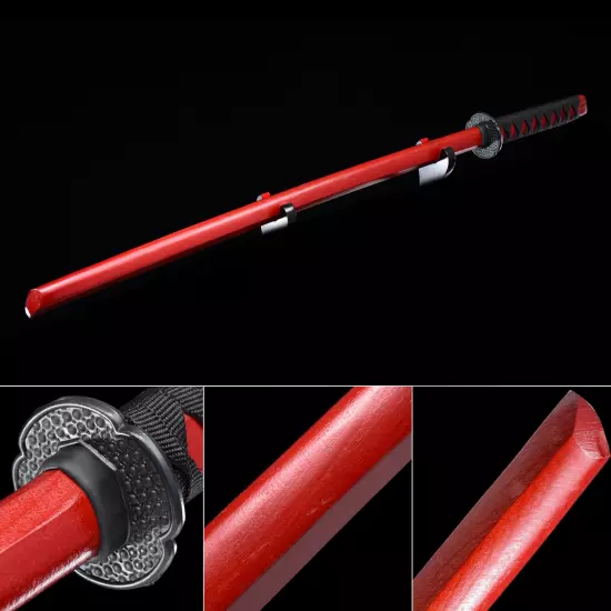 Handmade Red Wooden Kendo Stick Bokken Iaido Practice Daito Sparring Training Katana Swords