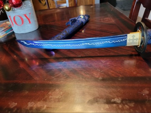 Handmade Japanese Tanto Sword High Manganese Steel With Blue Blade