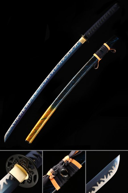 Handmade Japanese Samurai Sword With Blue Blade