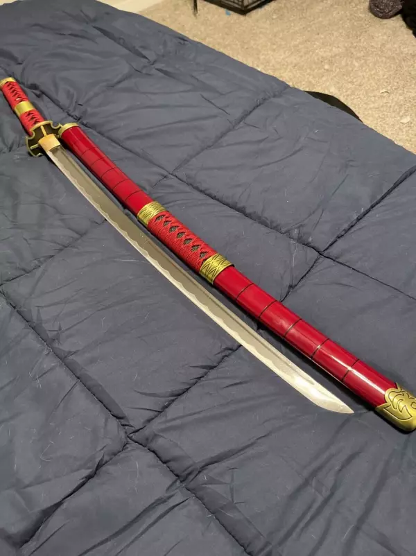 One Piece  Roronoa Zoro Sandai Kitetsu Katana Samurai Sword Replica With Red Scabbard