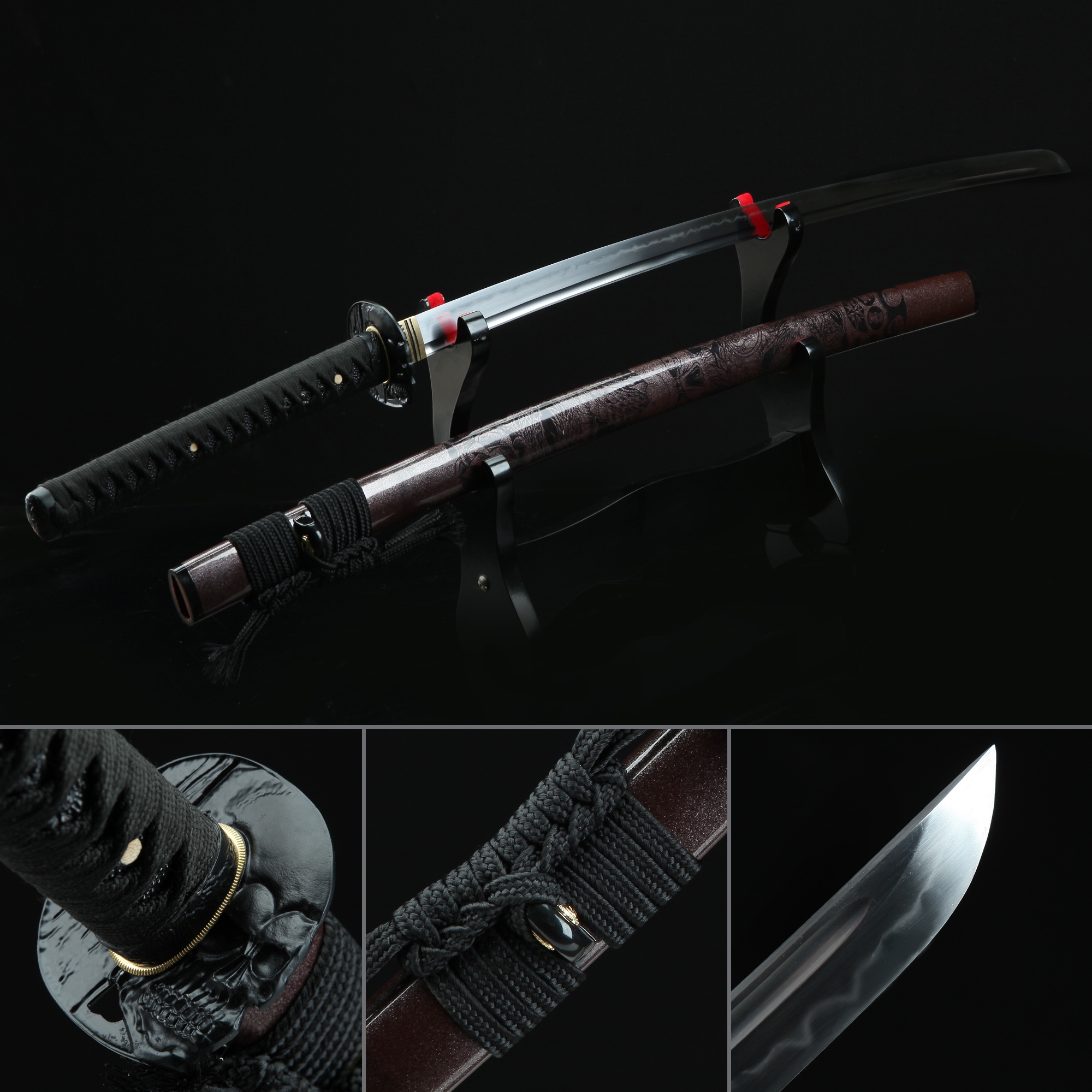 Handmade T10 Carbon Steel Real Hamon Japanese Katana Samurai Sword With ...