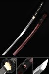 Handmade Japanese Katana Sword  T10 Folded Clay Tempered Steel With Crimson Scabbard